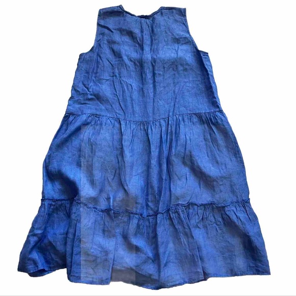 J. MCLAUGHLIN 100% LINEN CHRISTA TIERED SHIFT DRESS SIZE LARGE BABYDOLL Preppy - Picture 3 of 12